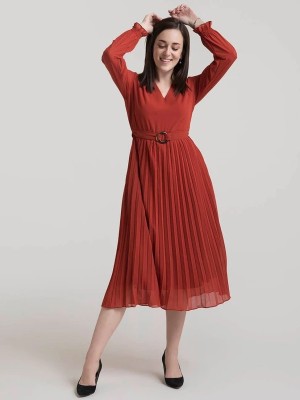 Balajifabrics Women Fit and Flare Red Dress