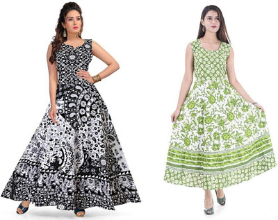 KRISMARTELITE Women A-line Multicolor Maxi/Full Length Dress