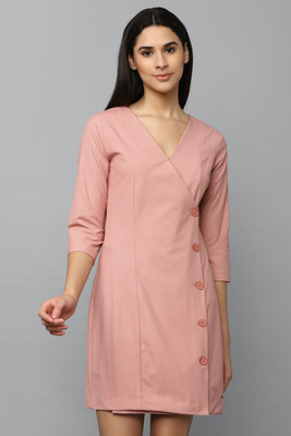 Allen Solly Women A-line Pink Above Knee/Mid Thigh Length Dress