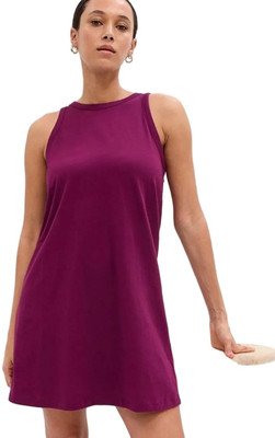 GAP Women Shift Purple Above Knee/Mid Thigh Length Dress