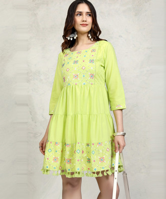Vishudh Women A-line Green Mini/Short Dress