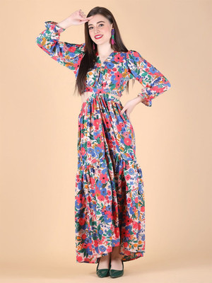 Moda Rapido Women Fit and Flare Red Maxi/Full Length Dress