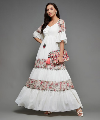 Miss Chase Women Tiered Multicolor Maxi/Full Length Dress