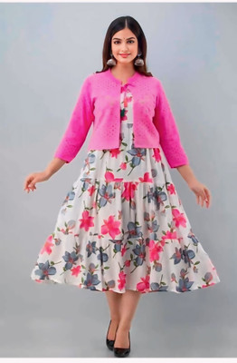 JAYSHON Women A-line Multicolor Maxi/Full Length Dress