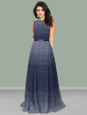 NAVYANKAA Flared/A-line Gown(Dark Blue)