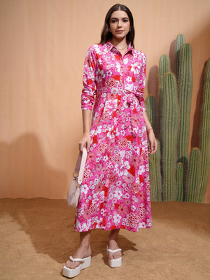Tokyo Talkies Women Shirt Multicolor Maxi/Full Length Dress