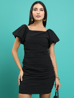 Tokyo Talkies Women Bodycon Black Above Knee/Mid Thigh Length Dress