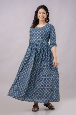 HouseOfCommon Women A-line Multicolor Midi/Calf Length Dress