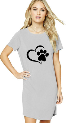 HouseOfCommon Women T Shirt Grey Above Knee/Mid Thigh Length Dress