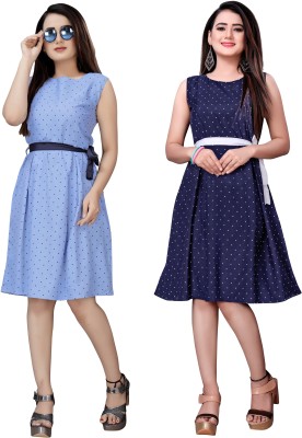 Modli 20 Fashion Women Fit and Flare Blue, Light Blue Dress