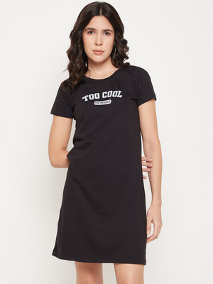 Mast & Harbour Women T Shirt Black Above Knee/Mid Thigh Length Dress