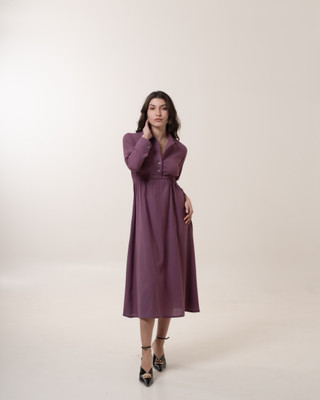 MALVERRA BY HOUSE OF MALKAA Women Fit and Flare Purple Midi/Calf Length Dress