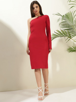 KOTTY Women Bodycon Red Knee Length Dress