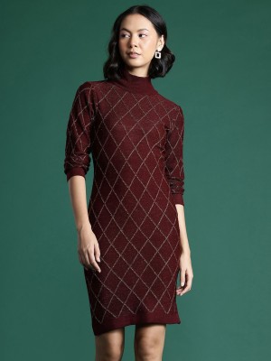 Dressberry Women Sheath Maroon Dress