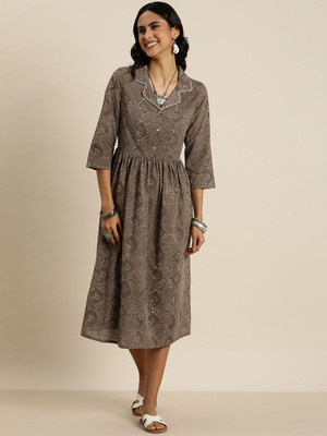 Taavi Women A-line Grey Midi/Calf Length Dress