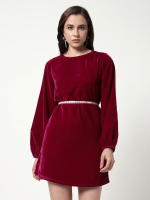 ZIMA LETO Women Bodycon Maroon Dress