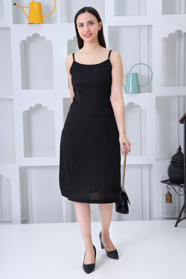 Donne Tenaci Women A-line Black Knee Length Dress