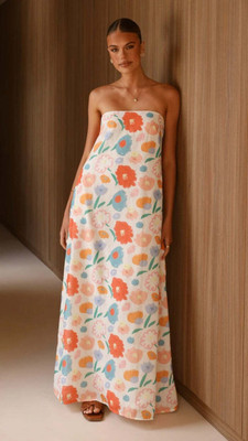 OUTZIDR Women A-line White Ankle Length Dress