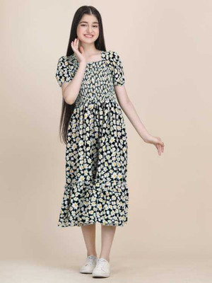 Yanee Apparel Women Fit and Flare Multicolor Midi/Calf Length Dress