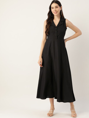 Deewa Women Empire Waist Black Maxi/Full Length Dress