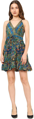 AKIKO Women Fit and Flare Multicolor Mini/Short Dress