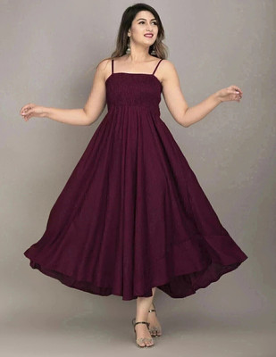GTRT Women Fit and Flare Purple Maxi/Full Length Dress