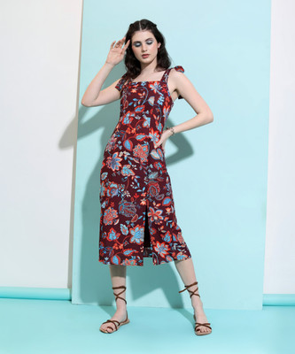 Tokyo Talkies Women A-line Multicolor Midi/Calf Length Dress