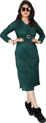 IQRA ENTERPRISE Women Fit and Flare Dark Green Dress