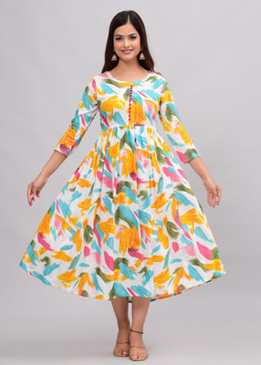 TANTANATAN Women Floral Print Anarkali Kurta(Multicolor)