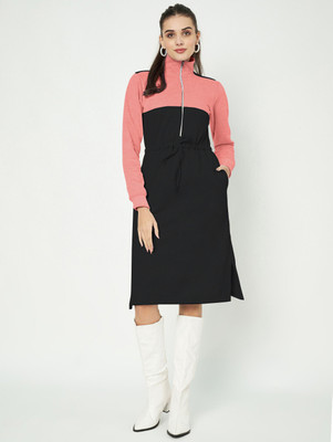 BRINNS Women A-line Black Below Knee Dress