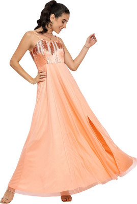 Martini Women Gown Pink Maxi/Full Length Dress