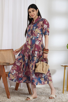 MIRCHI FASHION Women Ethnic Dress Purple, Blue, Beige Knee Length Dress