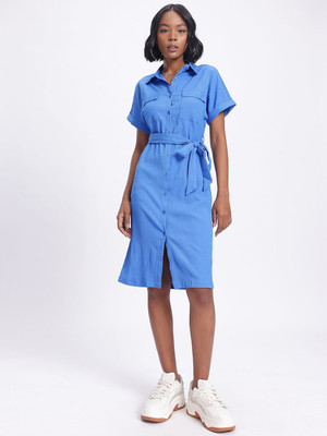 Dressberry Women Shirt Blue Knee Length Dress