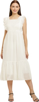 Miranga Women Fit and Flare White Dress