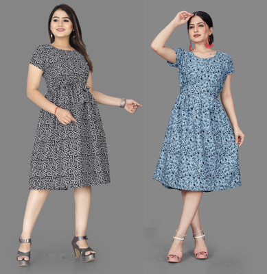 Khushi Fab Women Fit and Flare Multicolor Mini/Short Dress