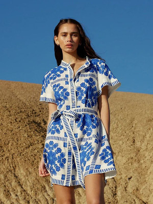 Routes by All About You Women Shirt Blue, White Mini/Short Dress