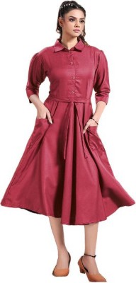 shree ramdev creation Women A-line Red Dress