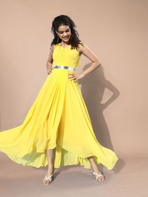 all about you Women Maxi Yellow Full Length Dress