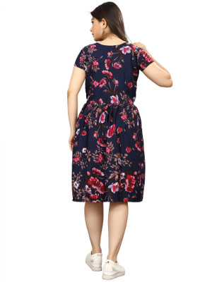 FashhionWorld Women Fit and Flare Black Below Knee Dress