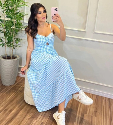 Burgstudio9 Women Gown Light Blue Maxi/Full Length Dress