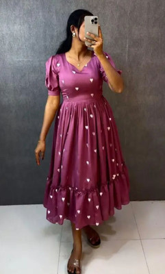 CHARVI FASHION Women Gown Purple Ankle Length Dress