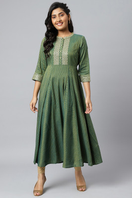 Aurelia Women A-line Green Midi/Calf Length Dress
