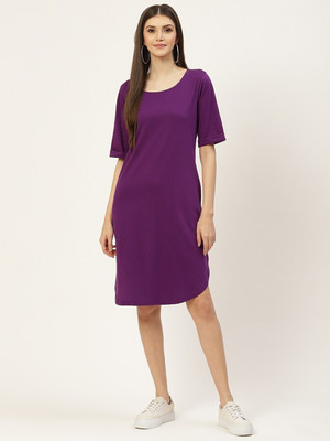 BRINNS Women A-line Purple Knee Length Dress