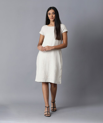 W Women A-line Beige Knee Length Dress