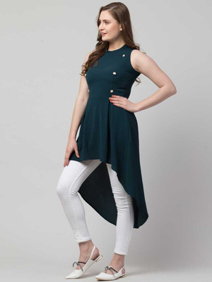 SAKSHI TRADER Women High Low Green Midi/Calf Length Dress