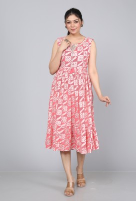 Highlight fashion export Women Pleated Pink Dress