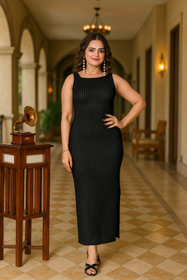 vairagee Women Bodycon Black Maxi/Full Length Dress