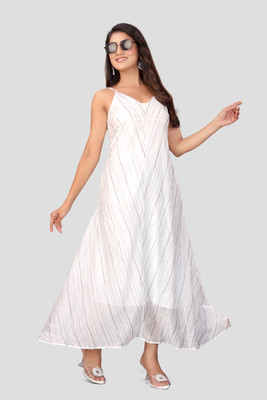 MADBORN CREATION Women A-line White Maxi/Full Length Dress