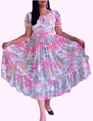 AMORE CREATION Women A-line Multicolor Knee Length Dress