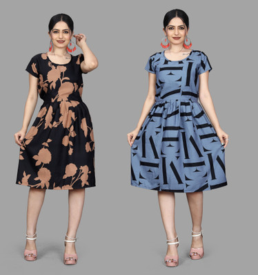 HOUSE OFF COMMON Women Fit and Flare Multicolor Mini/Short Dress